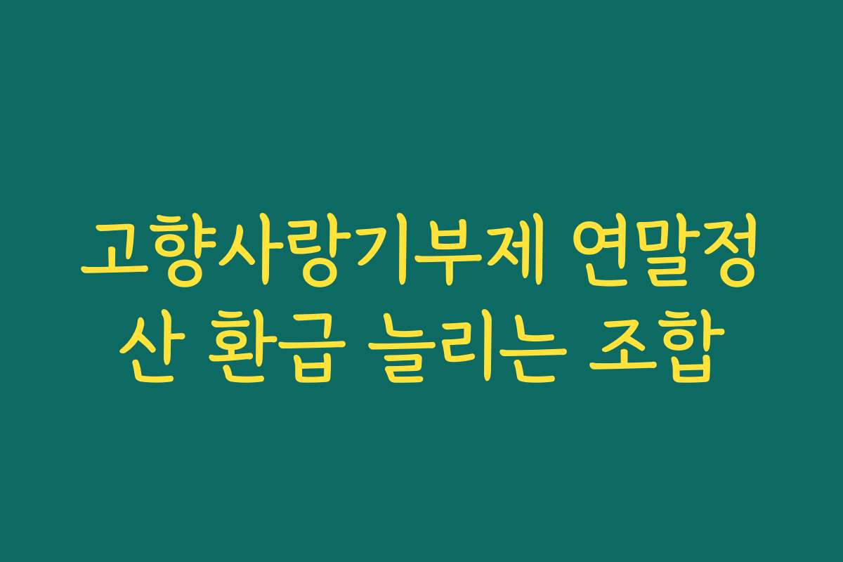 고향사랑기부제 연말정산 환급 늘리는 조합