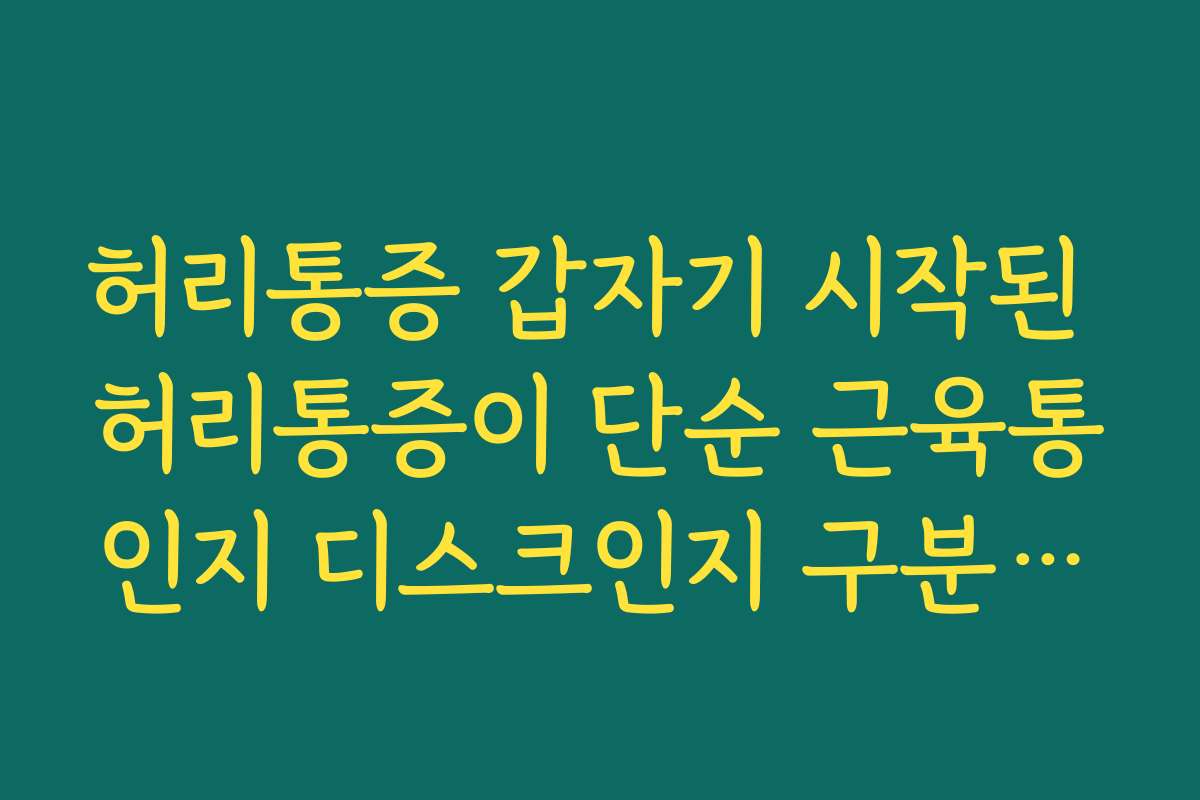 허리통증 갑자기 시작된 허리통증이 단순 근육통인지 디스크인지 구분하는 체크포인트