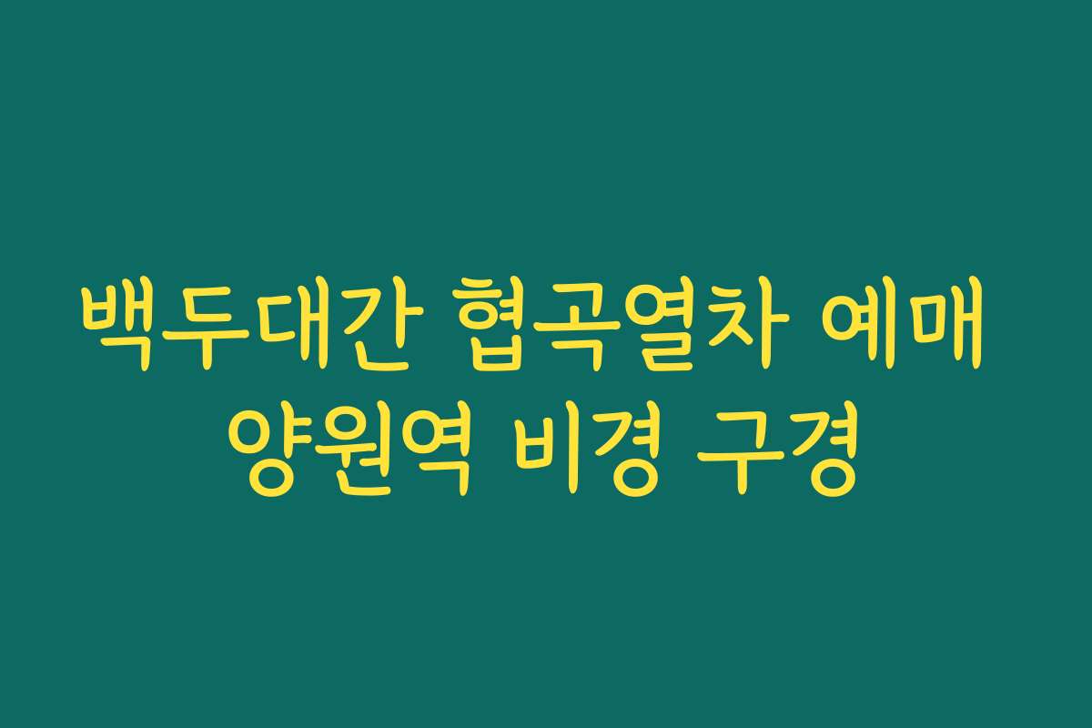 백두대간 협곡열차 예매 양원역 비경 구경