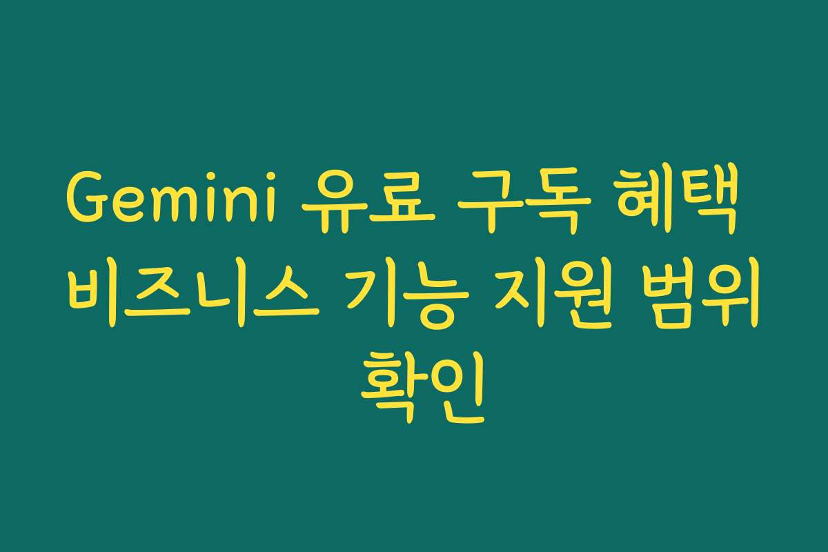 Gemini 유료 구독 혜택 비즈니스 기능 지원 범위 확인