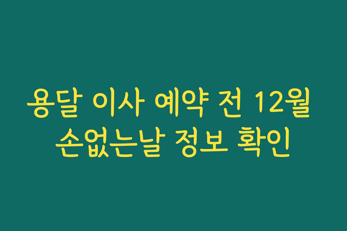 용달 이사 예약 전 12월 손없는날 정보 확인