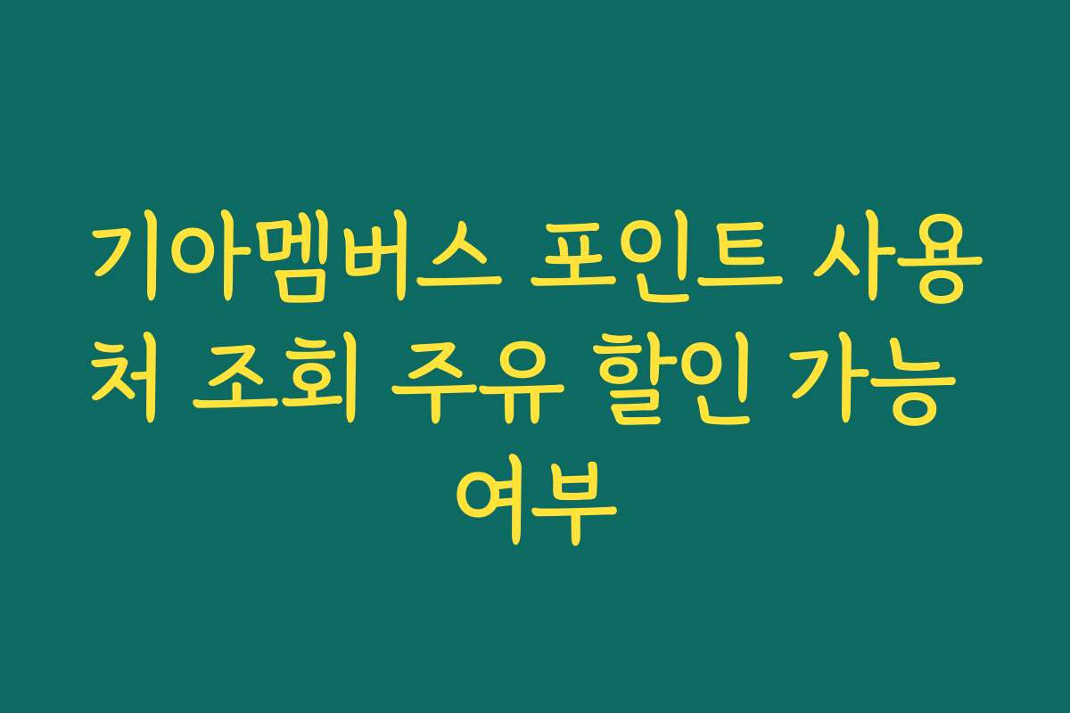 기아멤버스 포인트 사용처 조회 주유 할인 가능 여부
