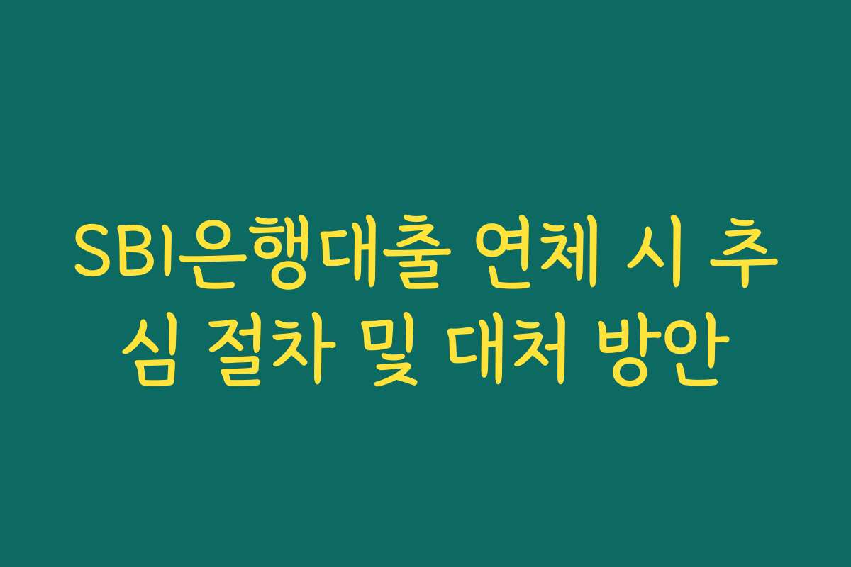 SBI은행대출 연체 시 추심 절차 및 대처 방안