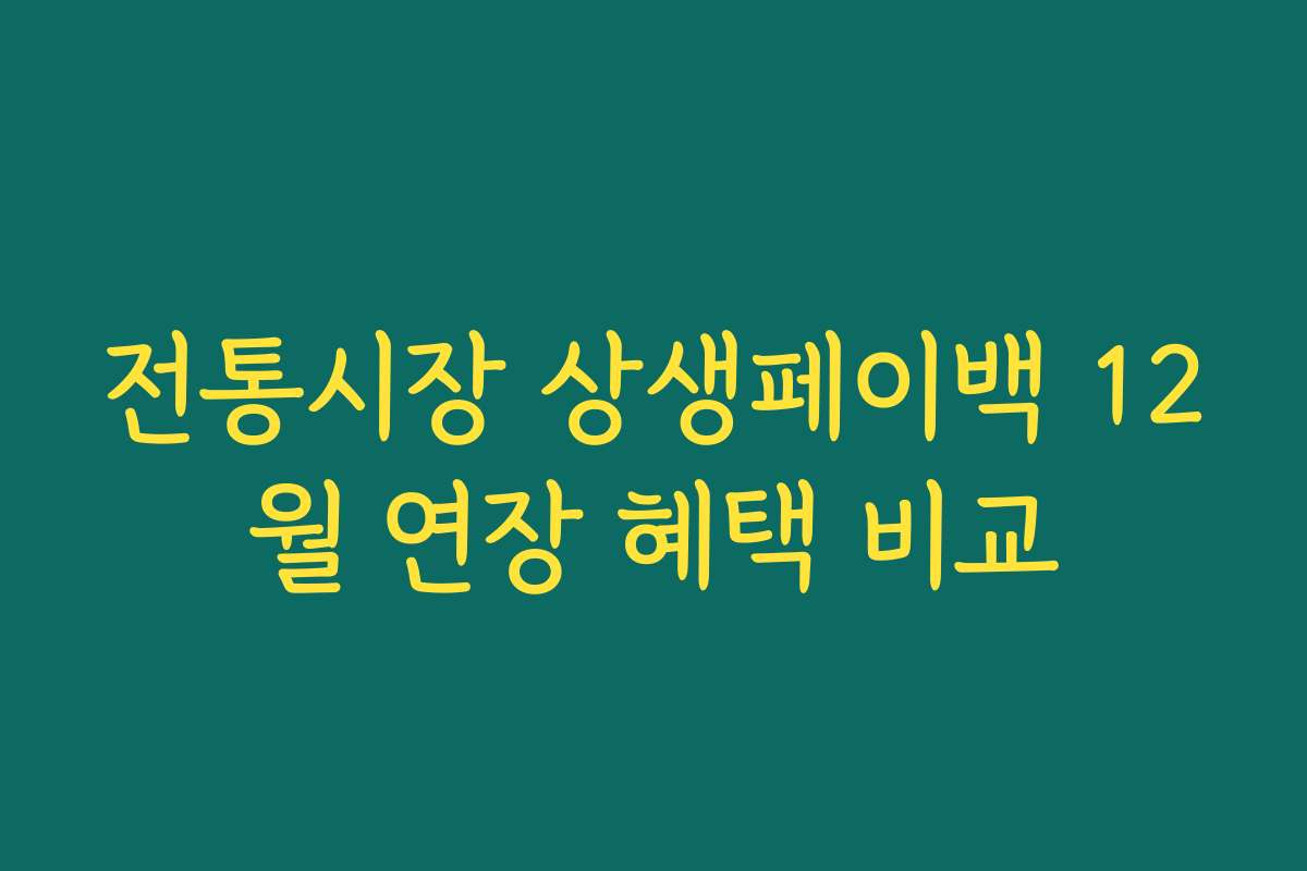 전통시장 상생페이백 12월 연장 혜택 비교