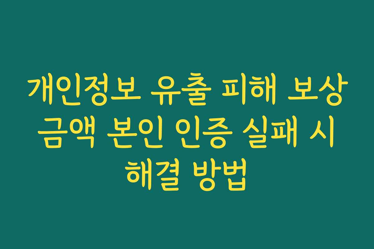 개인정보 유출 피해 보상 금액 본인 인증 실패 시 해결 방법