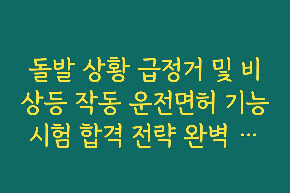 돌발 상황 급정거 및 비상등 작동 운전면허 기능시험 합격 전략 완벽 가이드