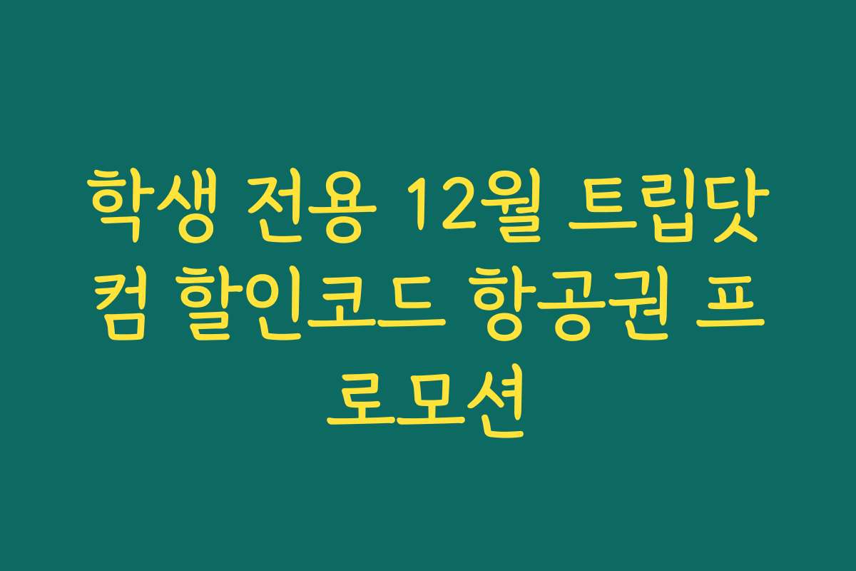 학생 전용 12월 트립닷컴 할인코드 항공권 프로모션