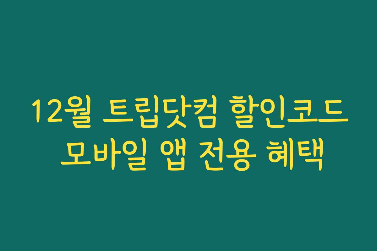 12월 트립닷컴 할인코드 모바일 앱 전용 혜택