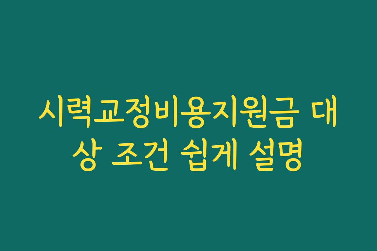 시력교정비용지원금 대상 조건 쉽게 설명