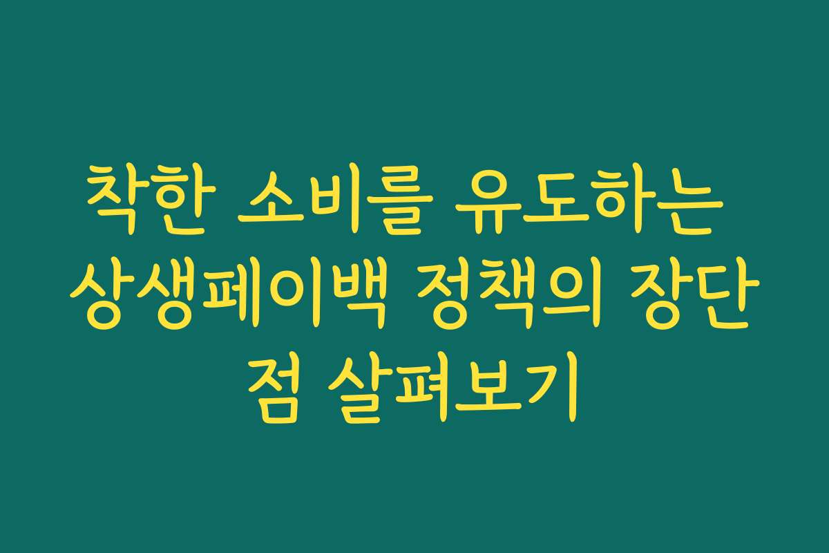 착한 소비를 유도하는 상생페이백 정책의 장단점 살펴보기