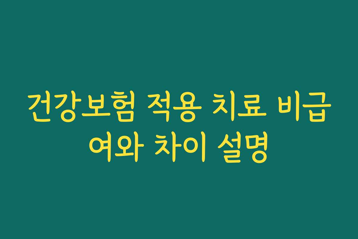 건강보험 적용 치료 비급여와 차이 설명