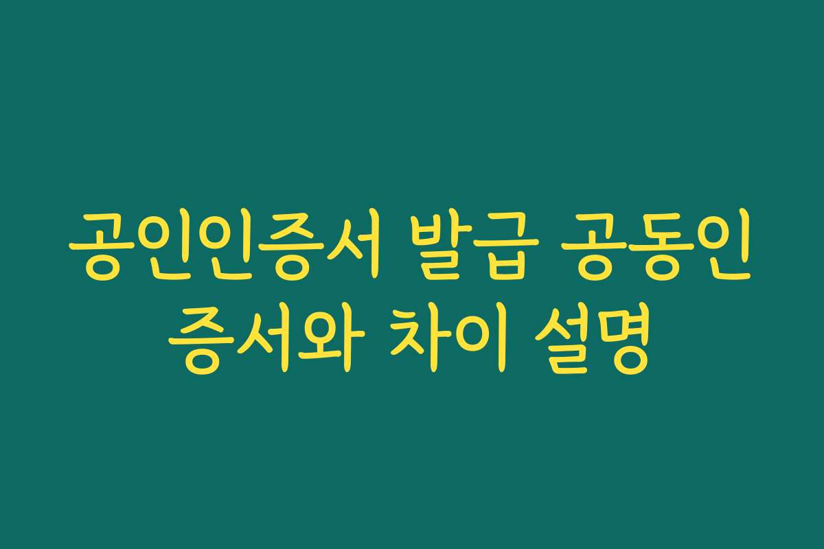 공인인증서 발급 공동인증서와 차이 설명