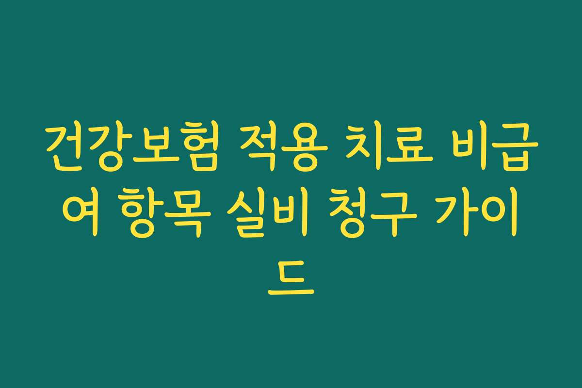 건강보험 적용 치료 비급여 항목 실비 청구 가이드