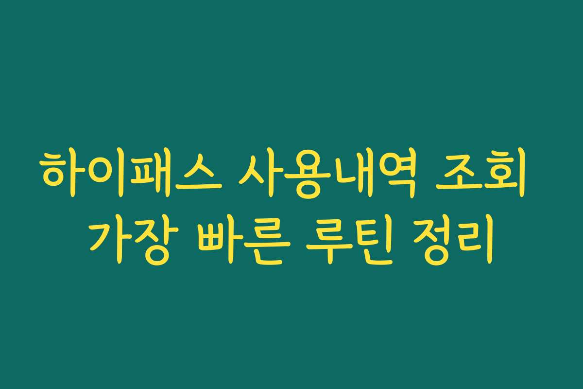 하이패스 사용내역 조회 가장 빠른 루틴 정리
