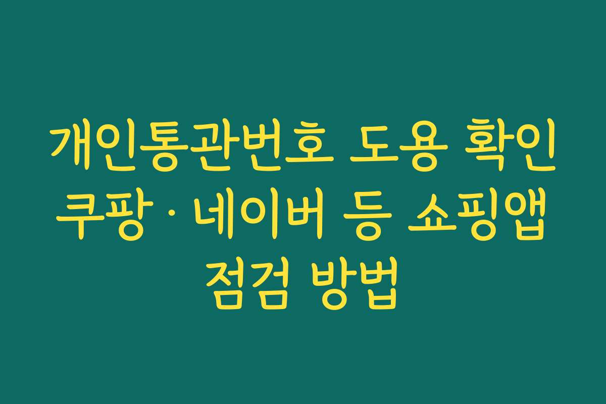 개인통관번호 도용 확인 쿠팡·네이버 등 쇼핑앱 점검 방법