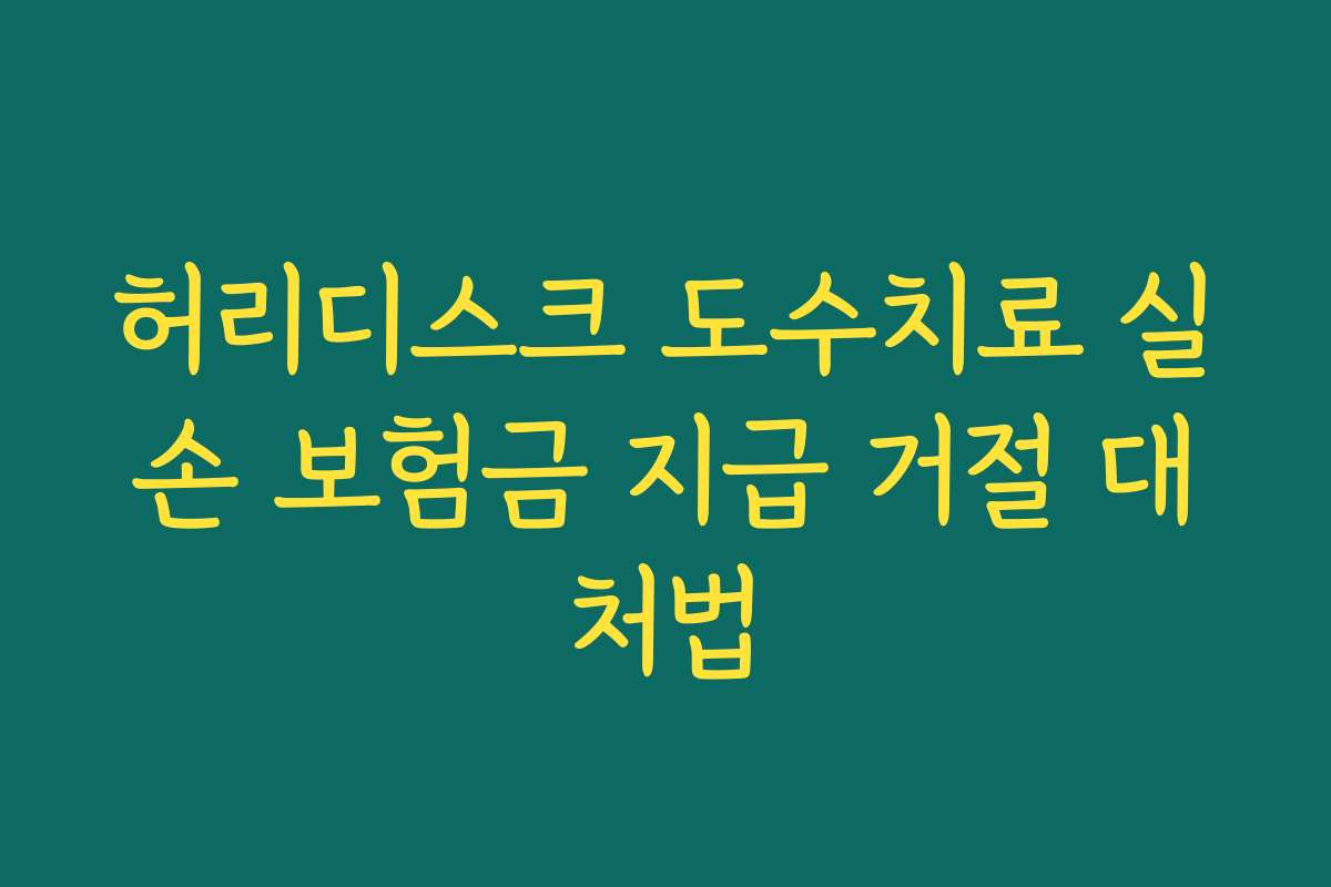 허리디스크 도수치료 실손 보험금 지급 거절 대처법