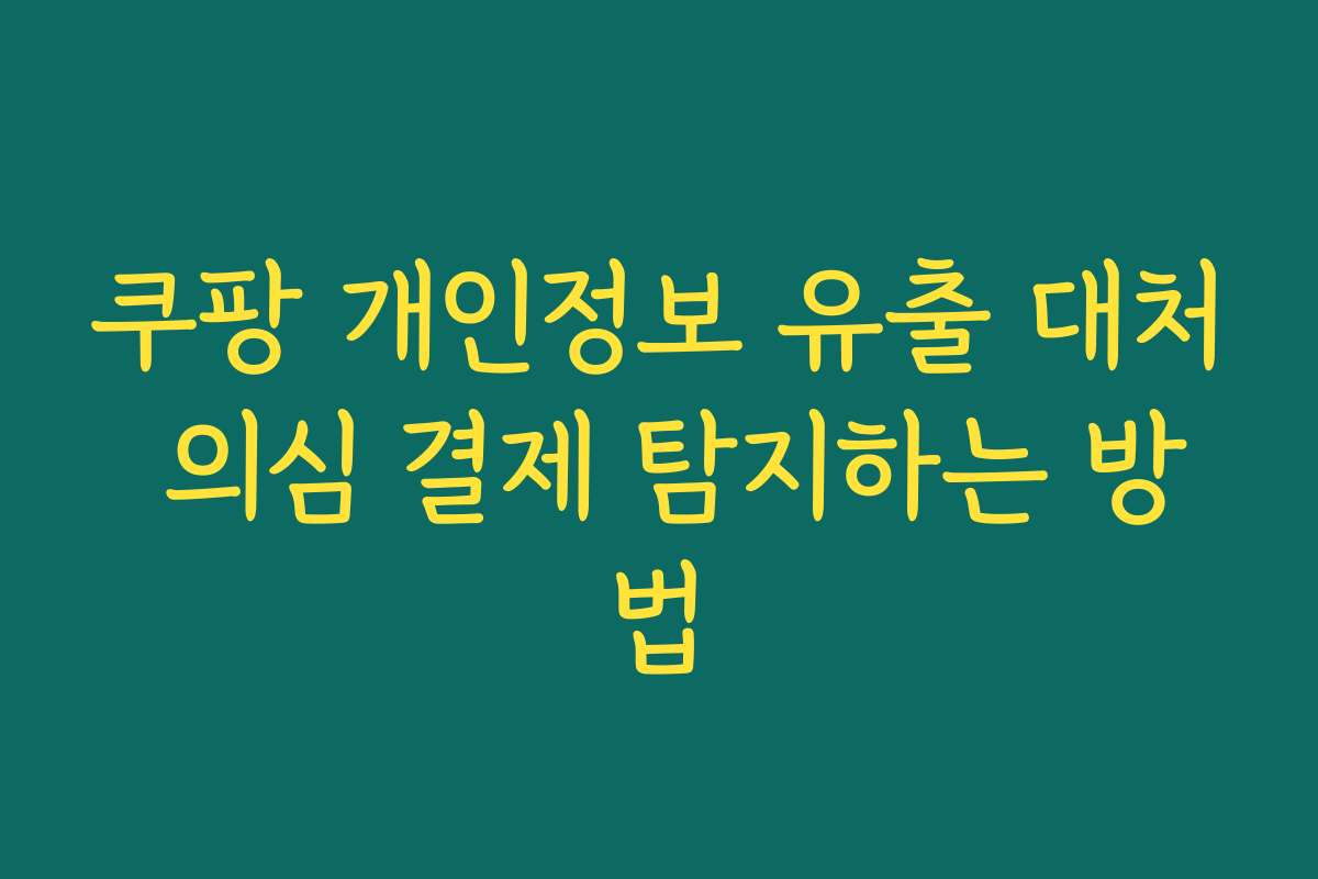 쿠팡 개인정보 유출 대처 의심 결제 탐지하는 방법