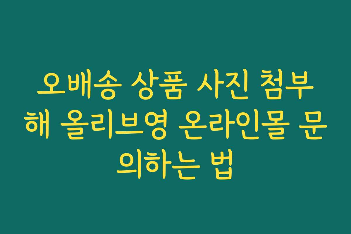 오배송 상품 사진 첨부해 올리브영 온라인몰 문의하는 법