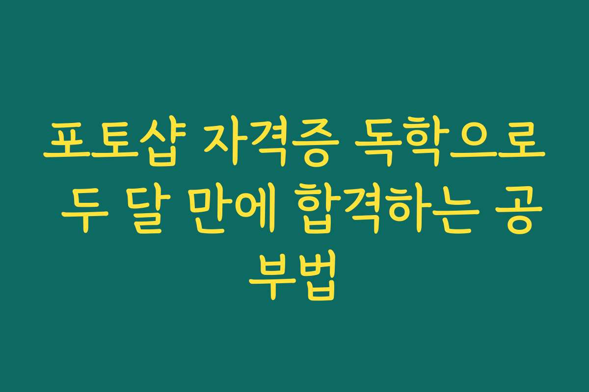 포토샵 자격증 독학으로 두 달 만에 합격하는 공부법