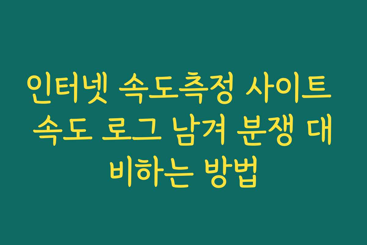 인터넷 속도측정 사이트 속도 로그 남겨 분쟁 대비하는 방법
