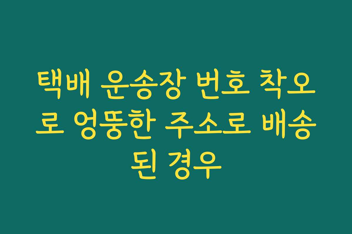 택배 운송장 번호 착오로 엉뚱한 주소로 배송된 경우