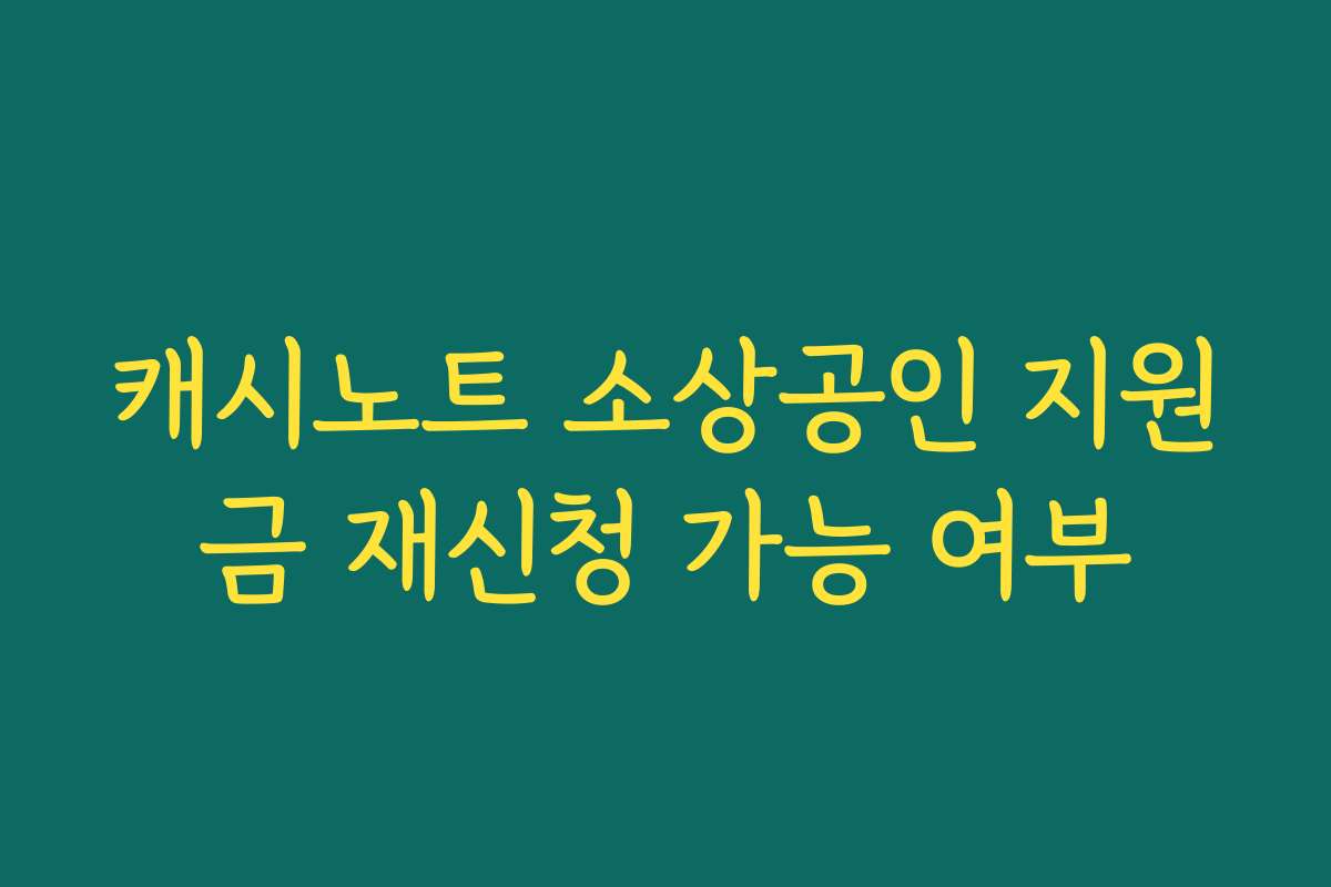 캐시노트 소상공인 지원금 재신청 가능 여부