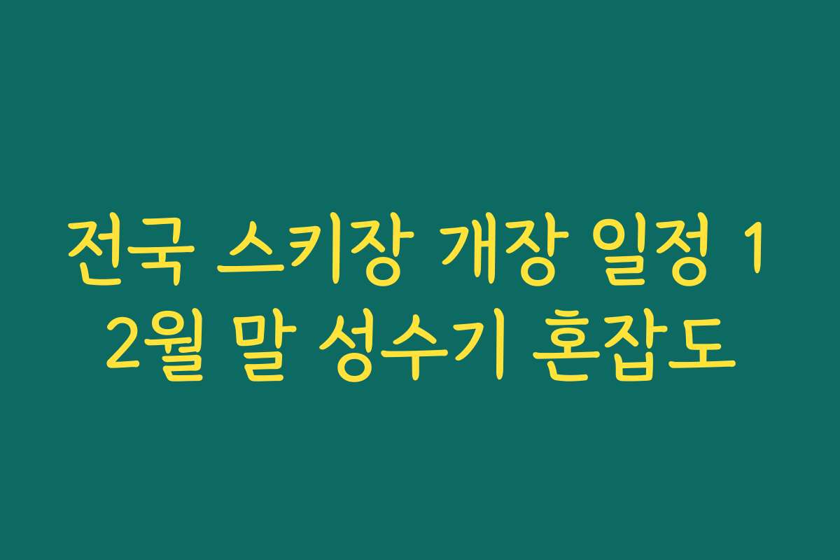 전국 스키장 개장 일정 12월 말 성수기 혼잡도