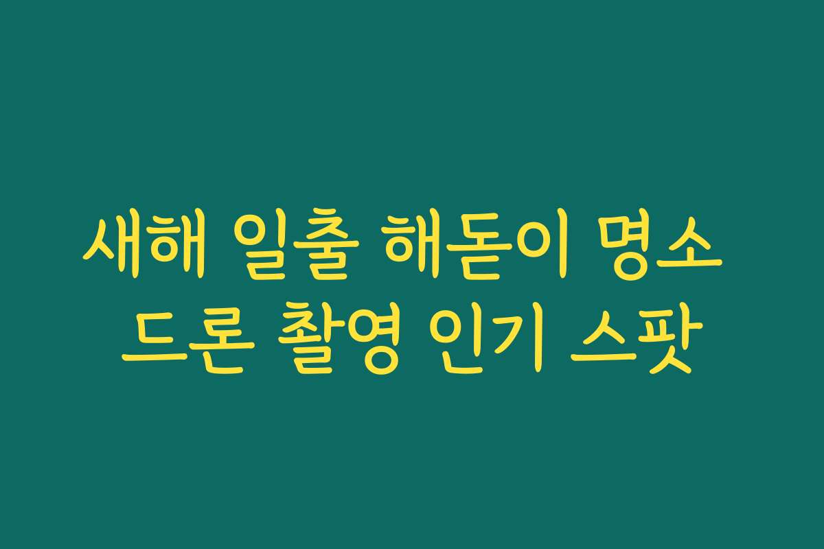 새해 일출 해돋이 명소 드론 촬영 인기 스팟