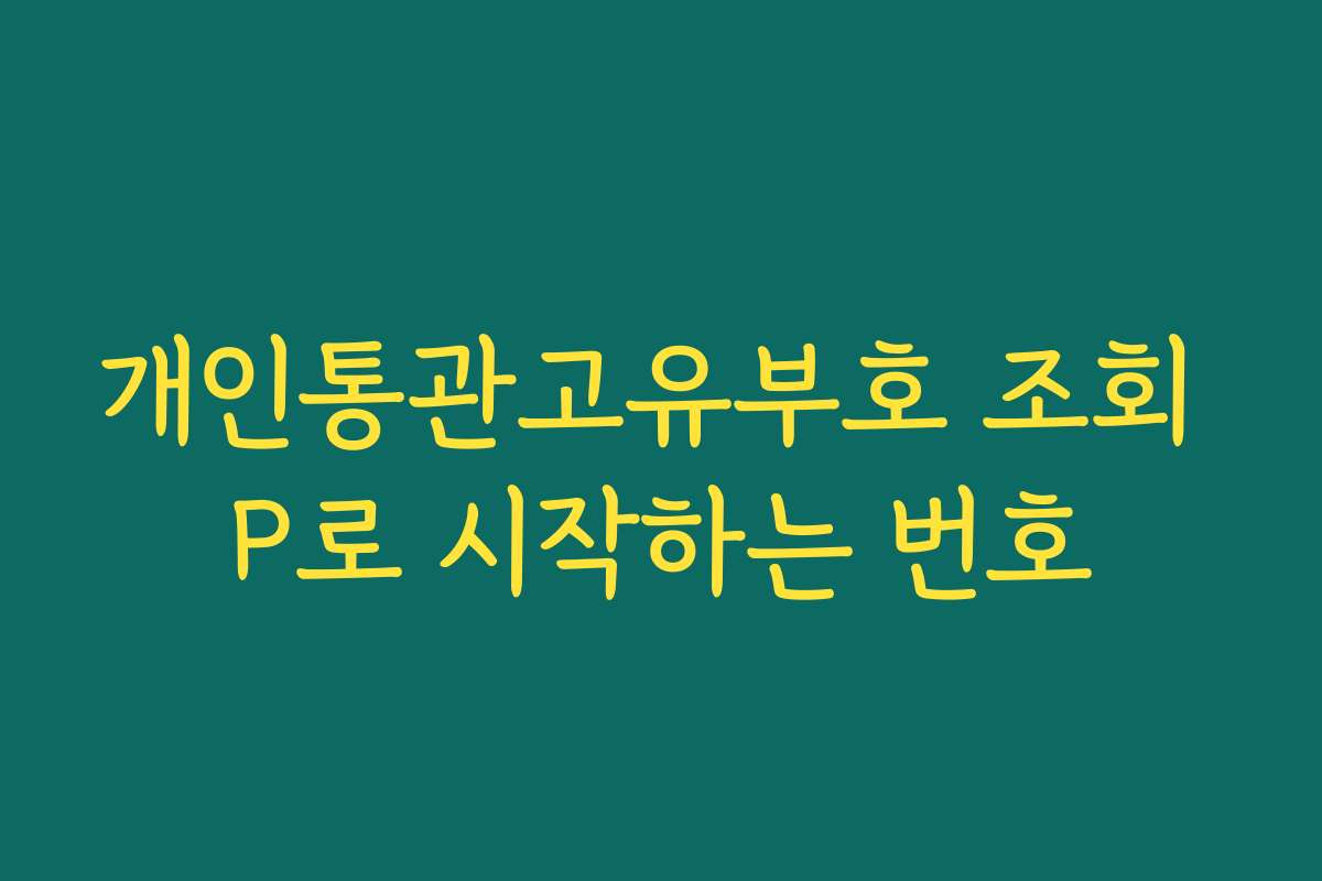 개인통관고유부호 조회 P로 시작하는 번호