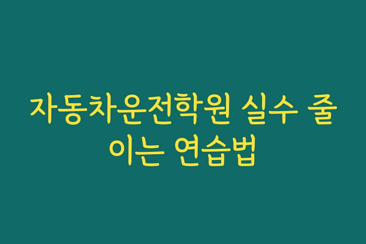 자동차운전학원 실수 줄이는 연습법