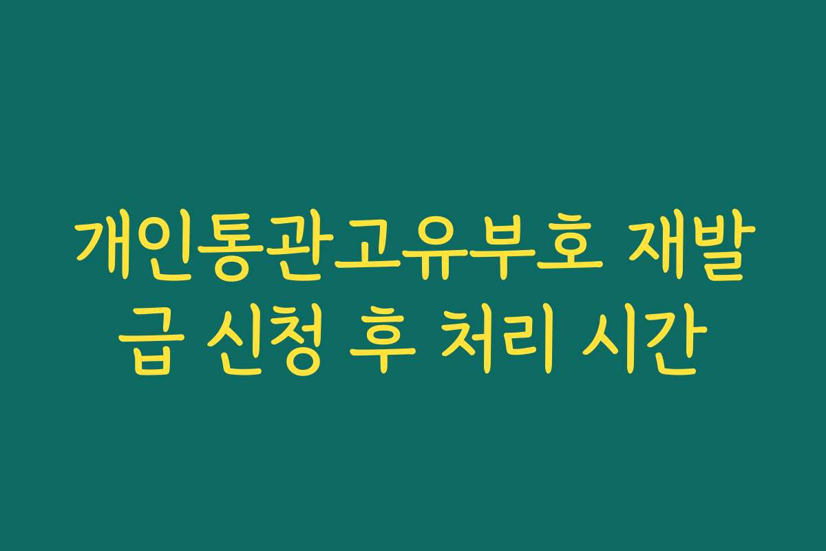 개인통관고유부호 재발급 신청 후 처리 시간