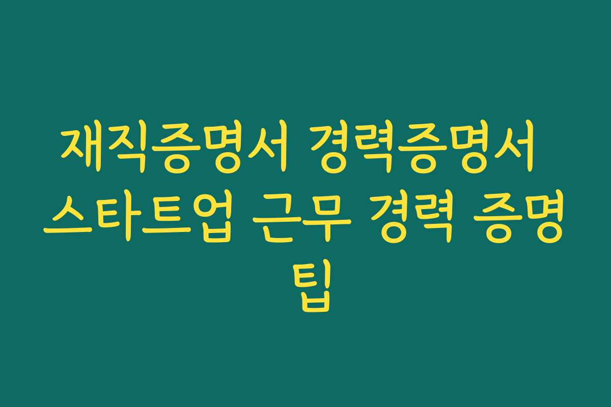 재직증명서 경력증명서 스타트업 근무 경력 증명 팁
