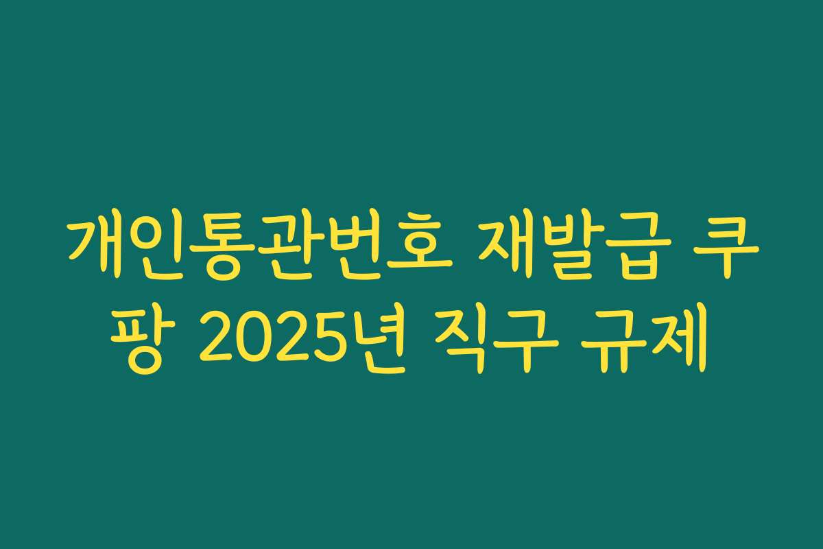 개인통관번호 재발급 쿠팡 2025년 직구 규제