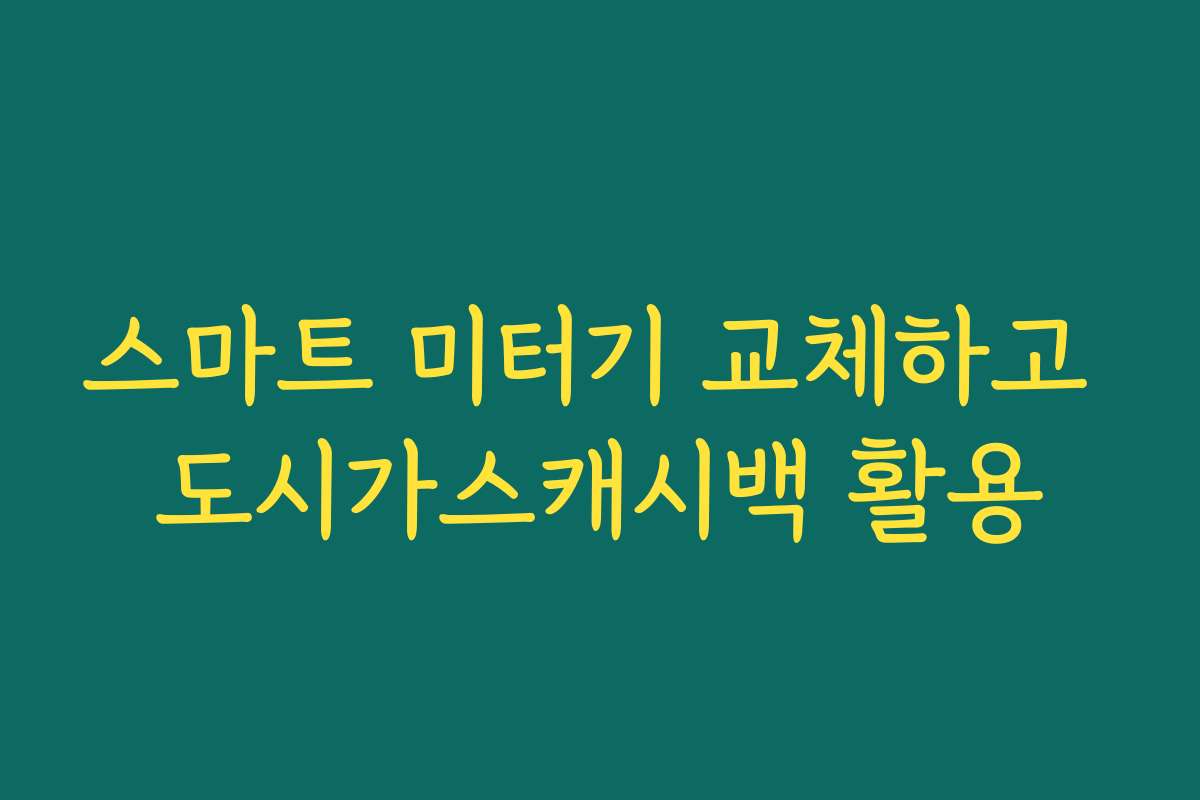 스마트 미터기 교체하고 도시가스캐시백 활용