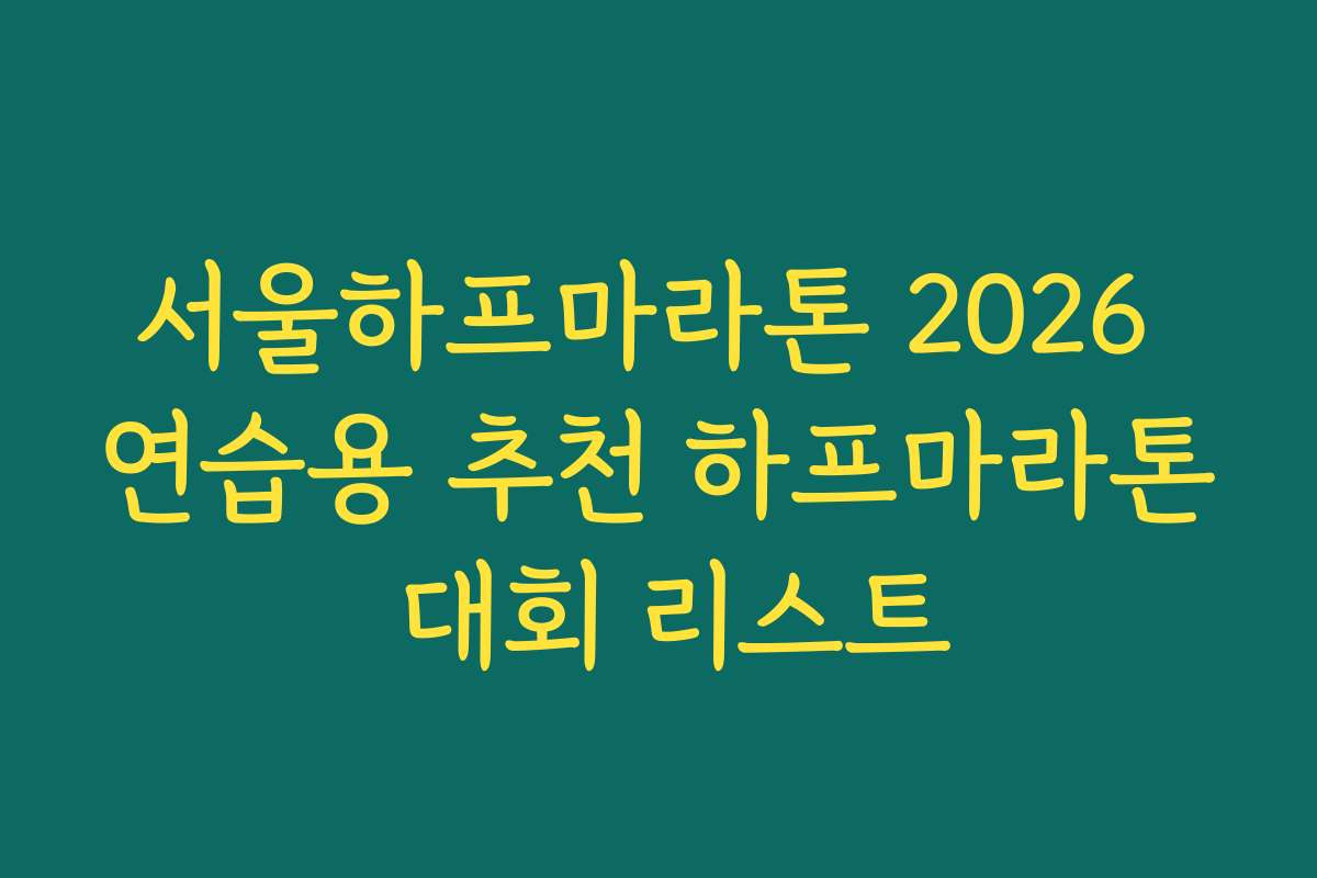 서울하프마라톤 2026 연습용 추천 하프마라톤 대회 리스트