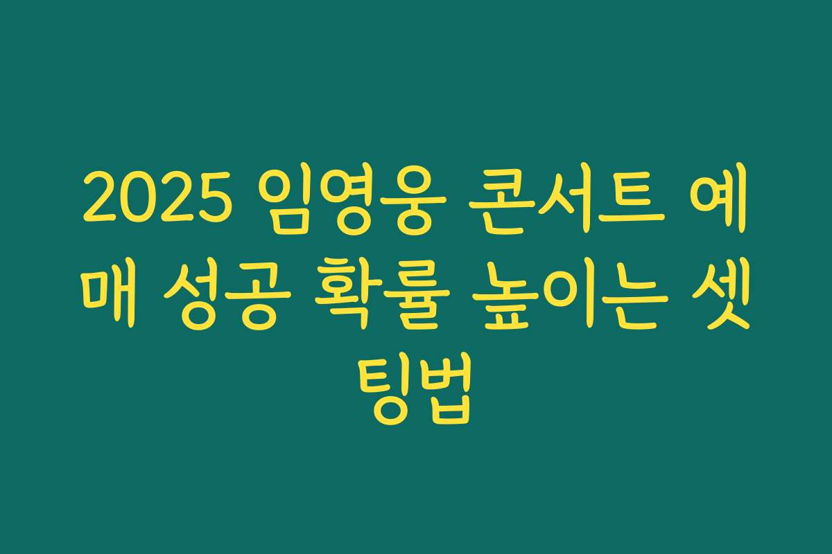 2025 임영웅 콘서트 예매 성공 확률 높이는 셋팅법