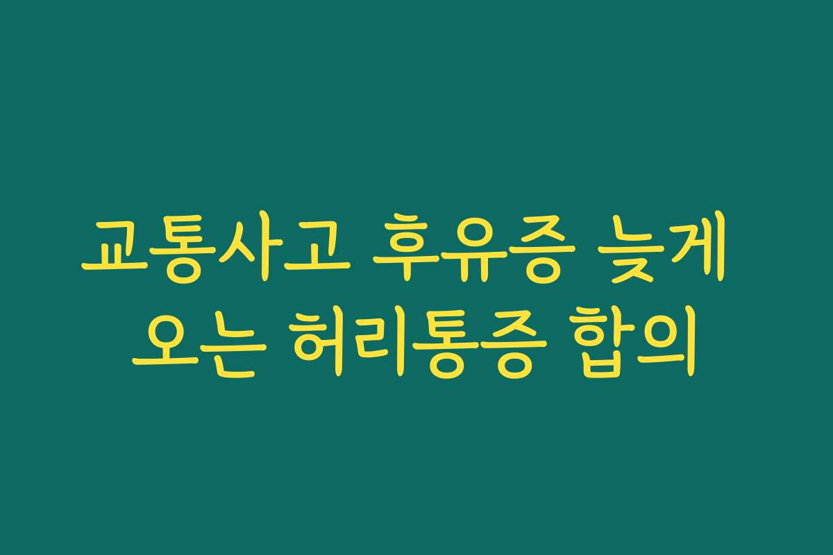 교통사고 후유증 늦게 오는 허리통증 합의