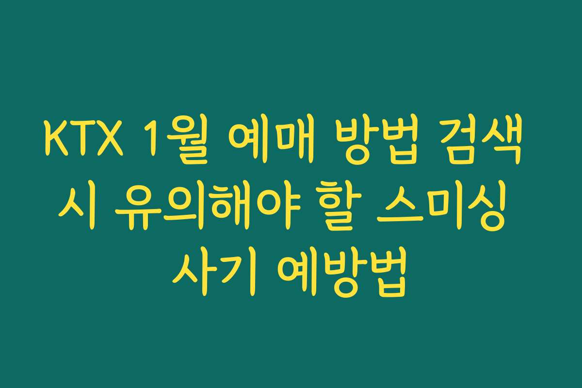 KTX 1월 예매 방법 검색 시 유의해야 할 스미싱 사기 예방법