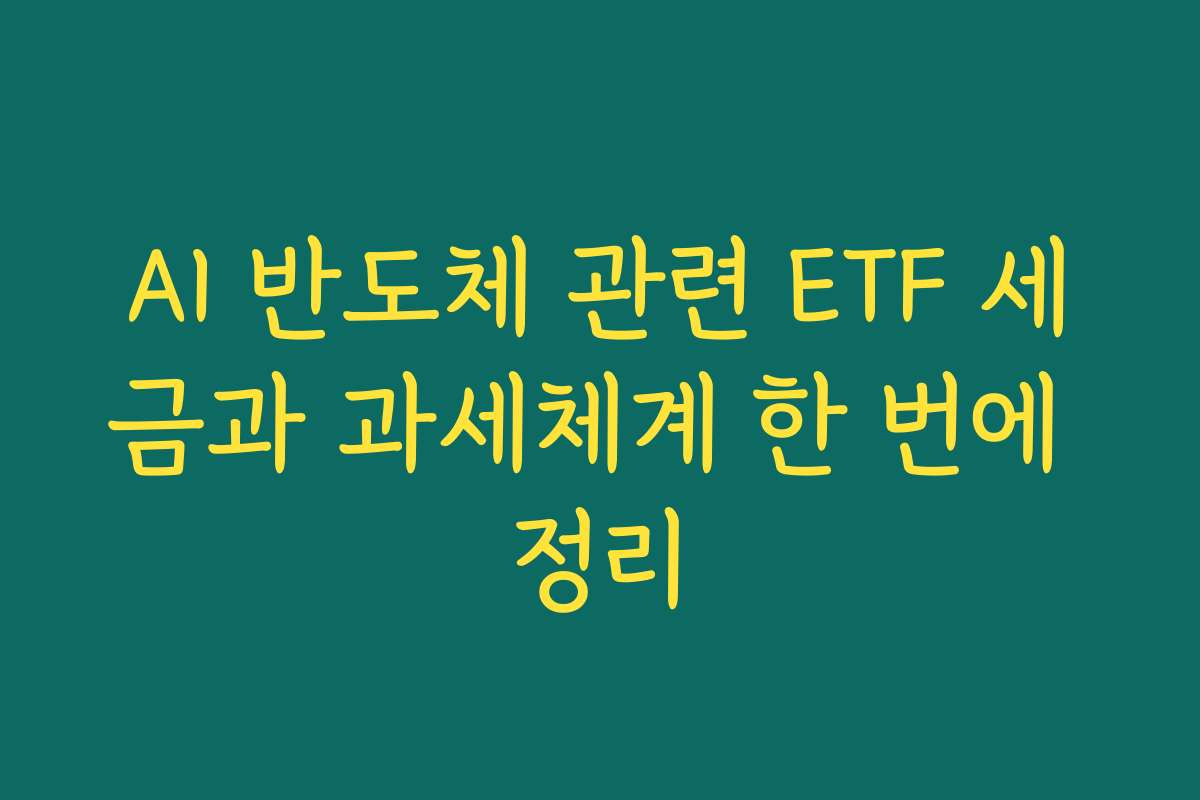 AI 반도체 관련 ETF 세금과 과세체계 한 번에 정리