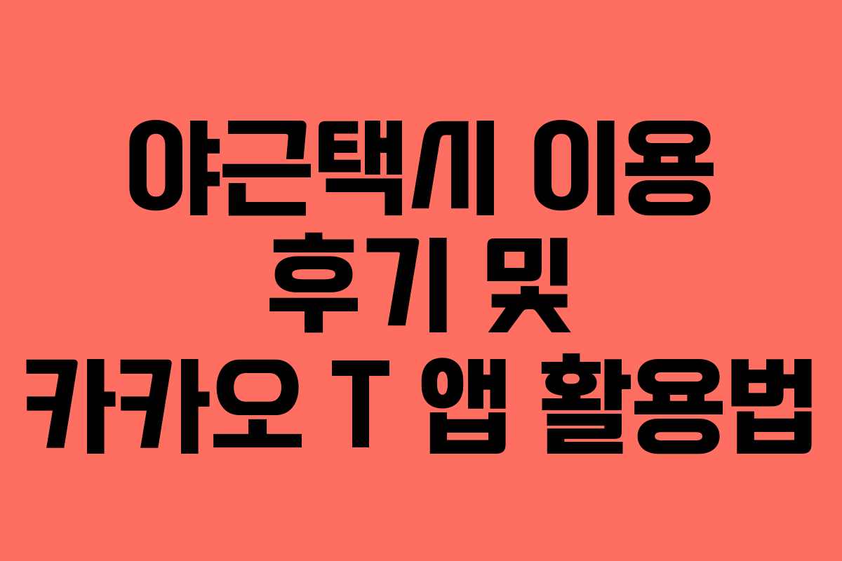 야근택시 이용 후기 및 카카오 T 앱 활용법