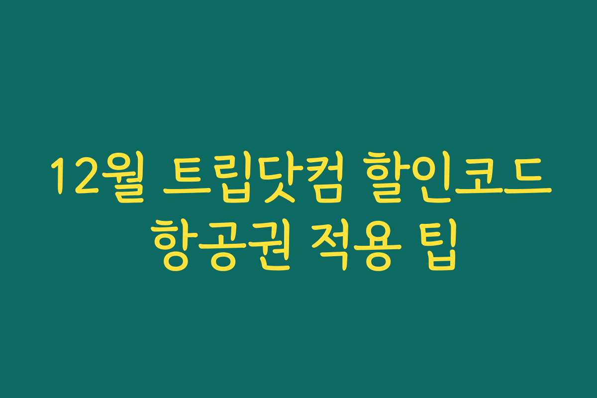 12월 트립닷컴 할인코드 항공권 적용 팁