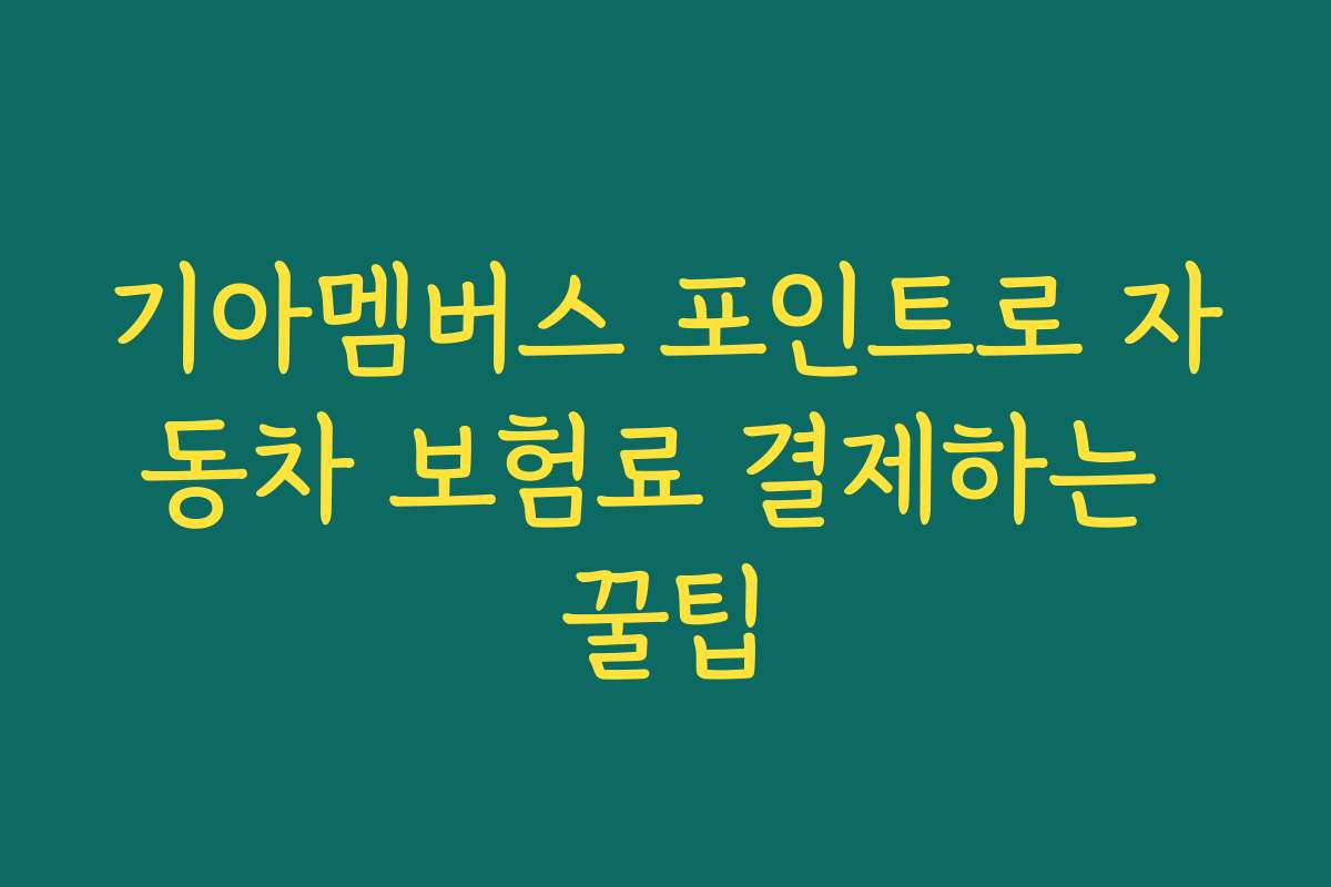 기아멤버스 포인트로 자동차 보험료 결제하는 꿀팁