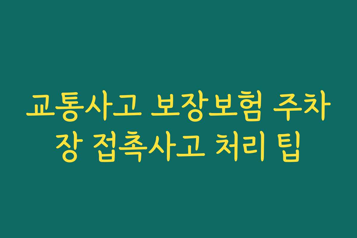 교통사고 보장보험 주차장 접촉사고 처리 팁