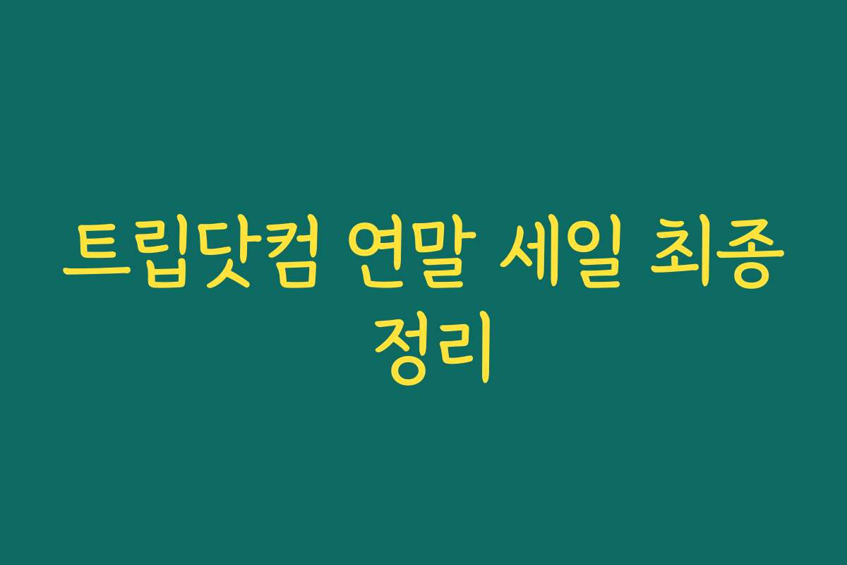 트립닷컴 연말 세일 최종 정리