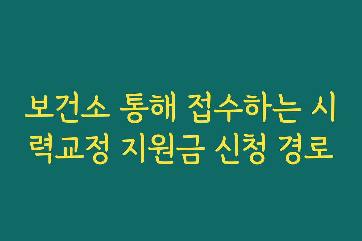 보건소 통해 접수하는 시력교정 지원금 신청 경로