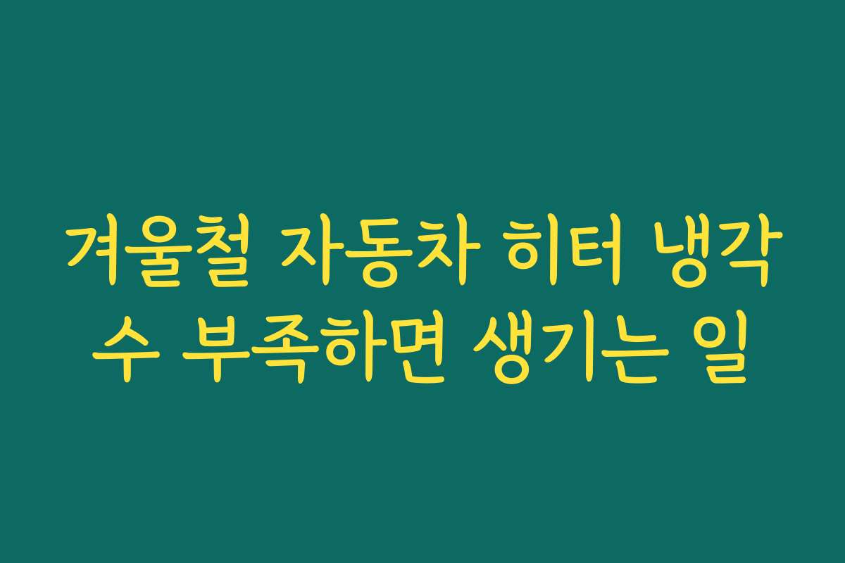 겨울철 자동차 히터 냉각수 부족하면 생기는 일