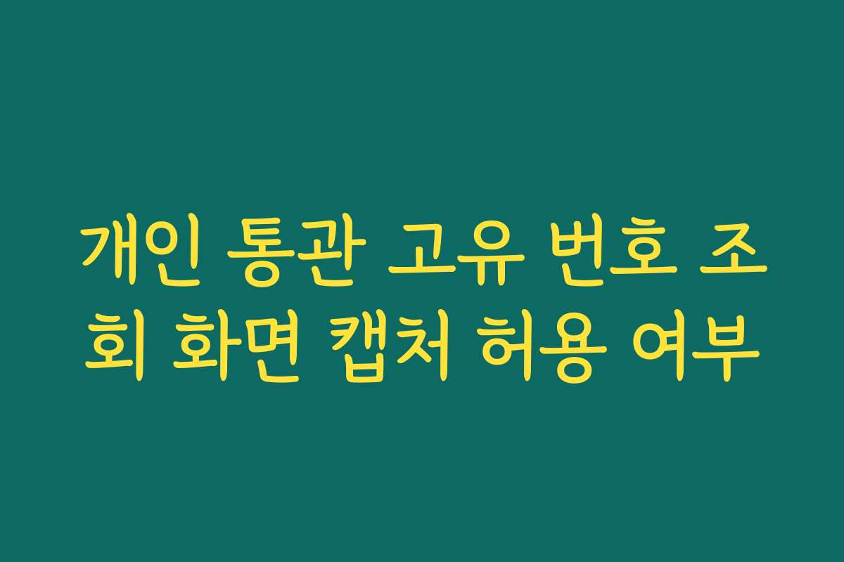 개인 통관 고유 번호 조회 화면 캡처 허용 여부
