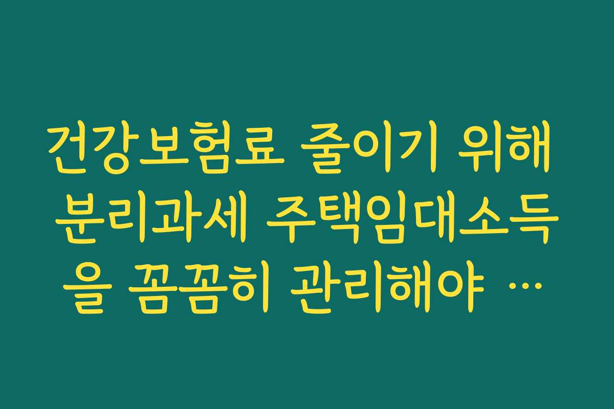 건강보험료 줄이기 위해 분리과세 주택임대소득을 꼼꼼히 관리해야 하는 이유