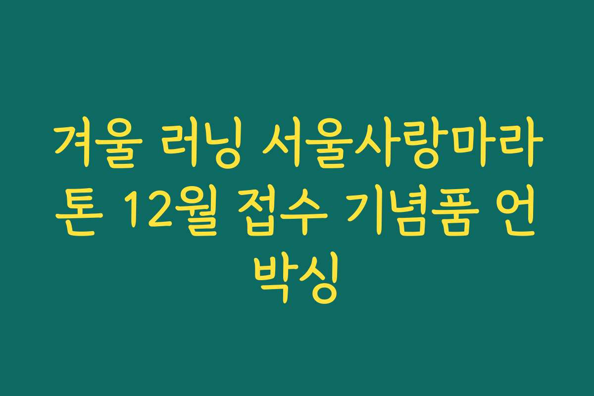 겨울 러닝 서울사랑마라톤 12월 접수 기념품 언박싱