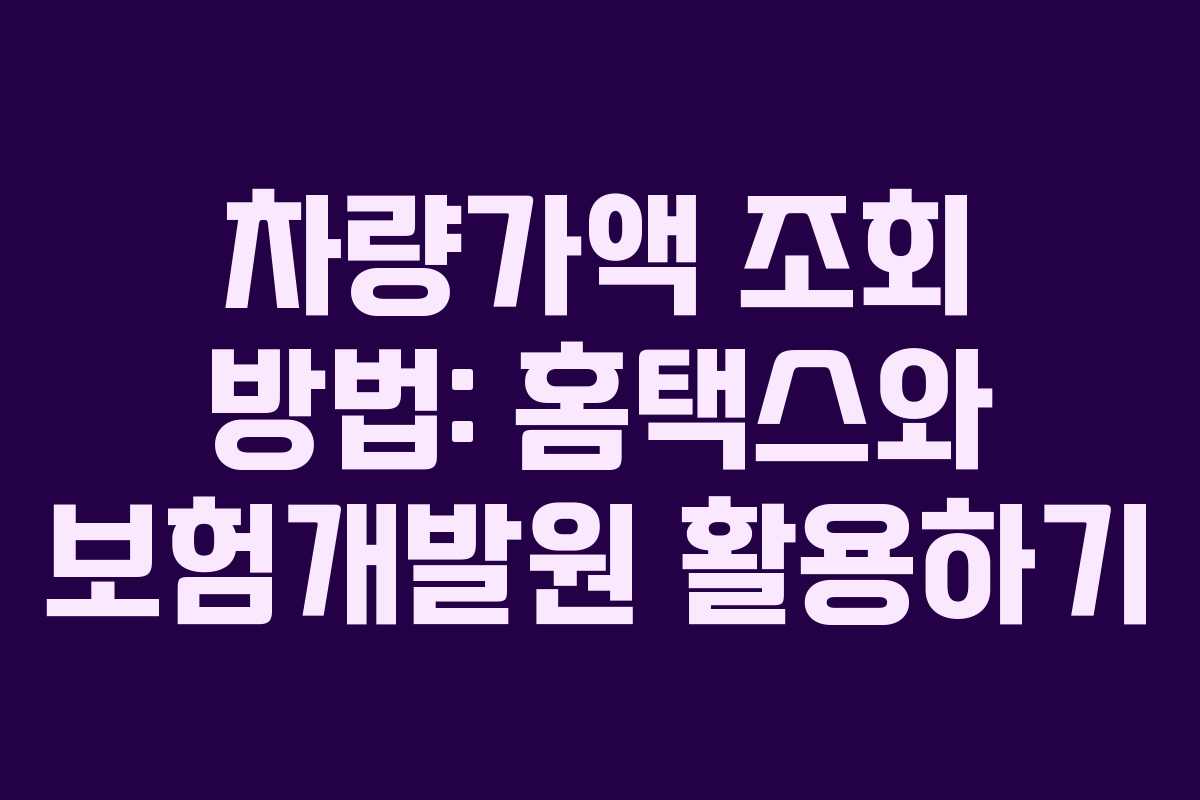 차량가액 조회 방법: 홈택스와 보험개발원 활용하기